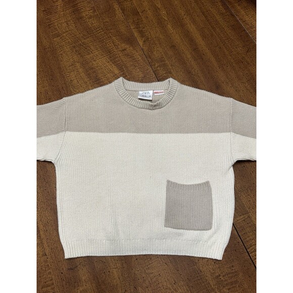 Zara Baby Toddler Size 18-24 Months Chunky Knit Sweater Cream Gray Neutral - Picture 2 of 6